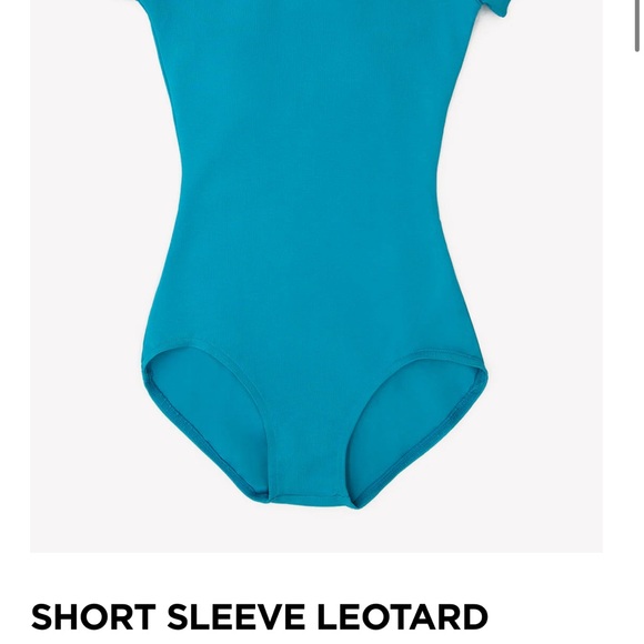 Capezio Short Sleeve Leotard Jet Blue Adult Womens Ladies L Large Ballet Cotton - Picture 2 of 2